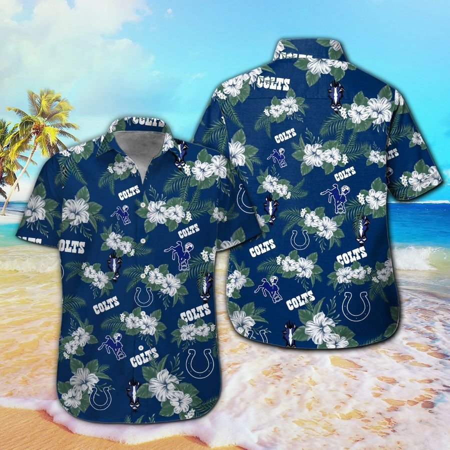 Indianapolis Colts Short Sleeve Button Up Tropical Aloha Hawaiian ...