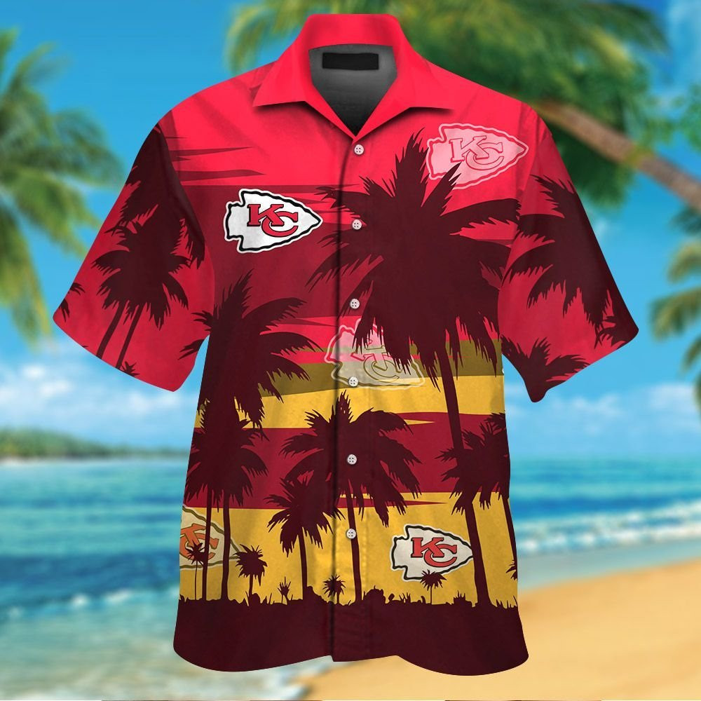 Kansas City Chiefs Short Sleeve Button Up Tropical Aloha Hawaiian ...