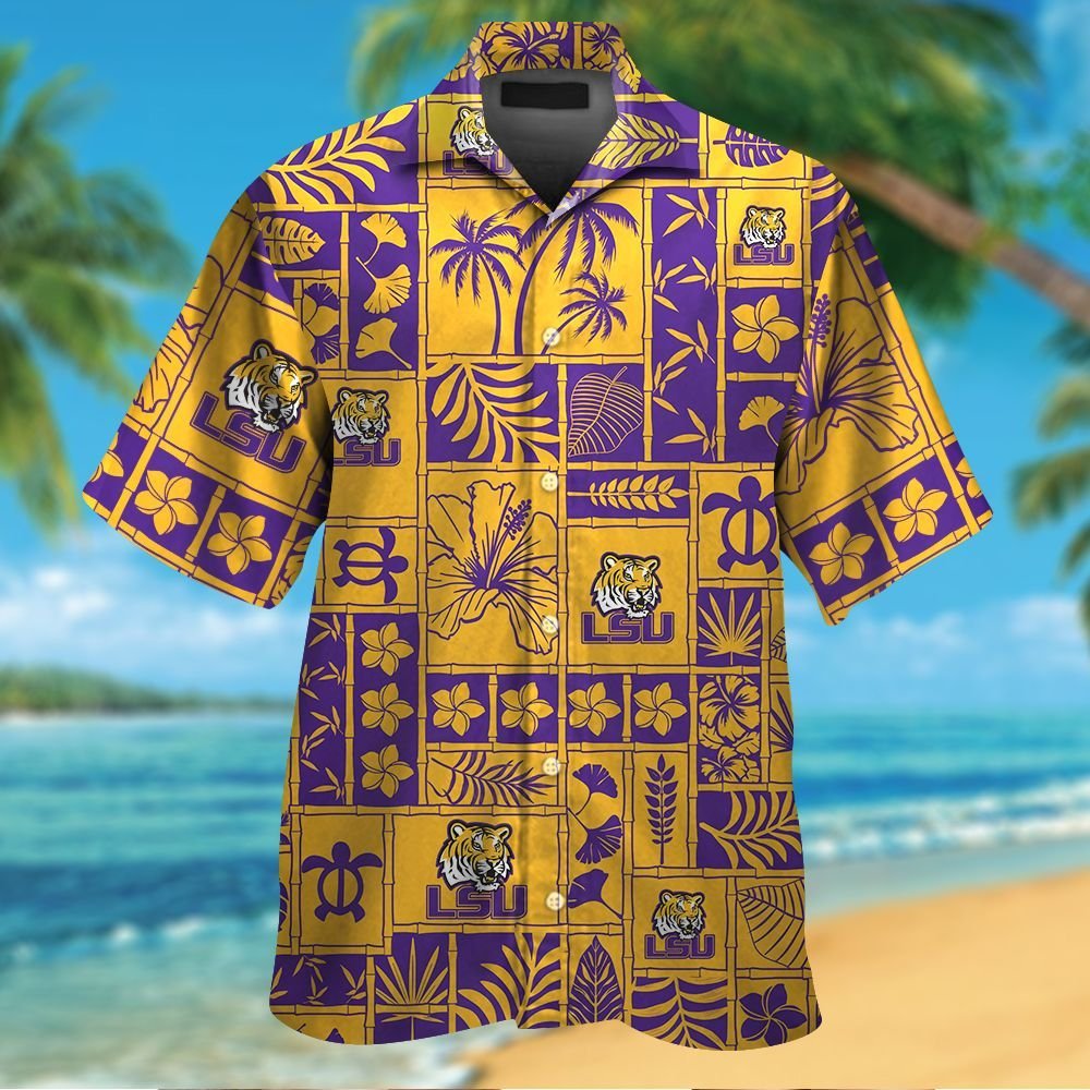 Lsu Tigers Short Sleeve Button Up Tropical Aloha Hawaiian Shirts For ...