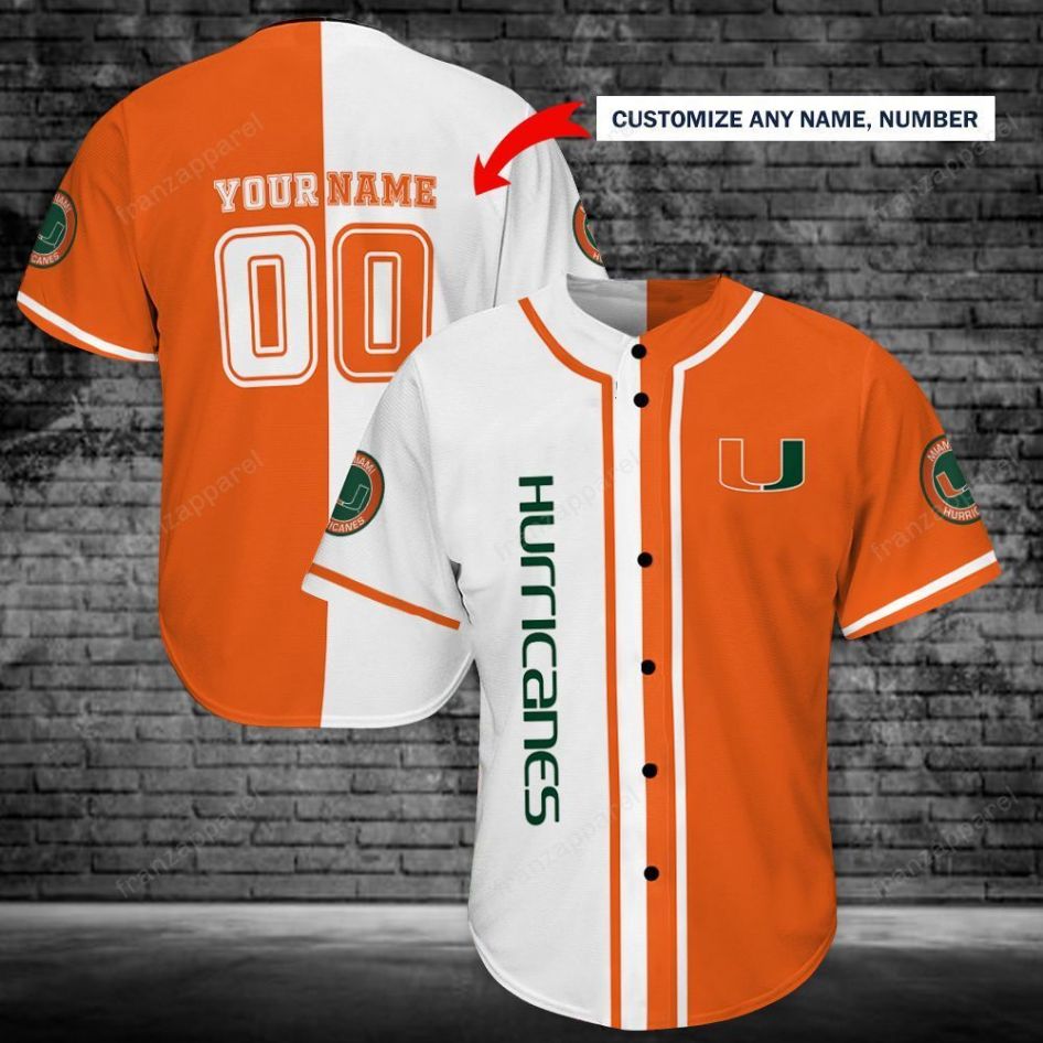 Miami Hurricanes Personalized Baseball Jersey Shirt 125 - Meteew