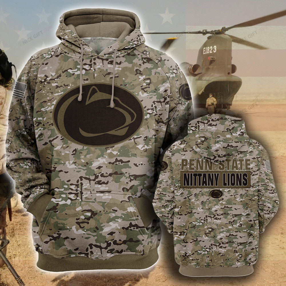 NCAAF Penn State Nittany Lions Camouflage 3D Hoodie Zip Hoodie Long ...