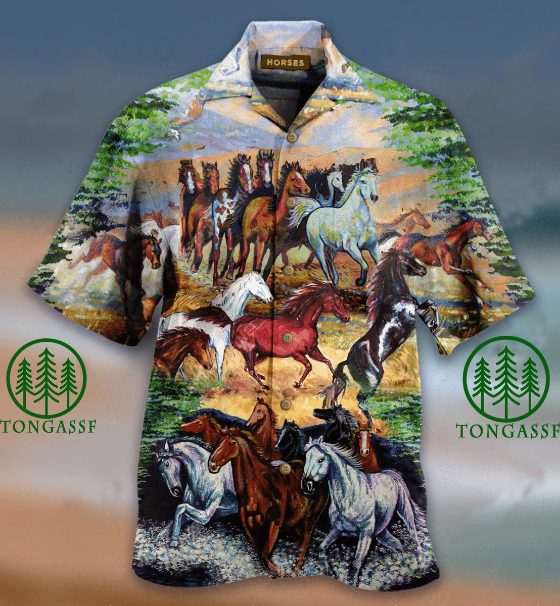 (New) A Herd of Wild Horses Hawaiian Shirt 100% Authentic - Meteew