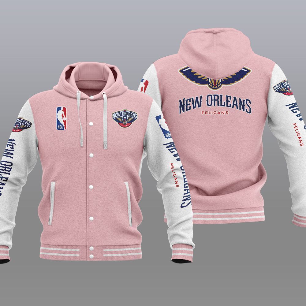 New Orleans Pelicans 2DE1906 NBA Hooded Varsity Jacket Fleece Jacket ...