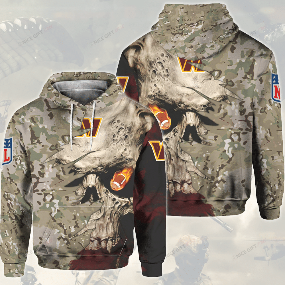 NFL Washington Commanders Camouflage 3D Hoodie Zip Hoodie Long-sleeve ...