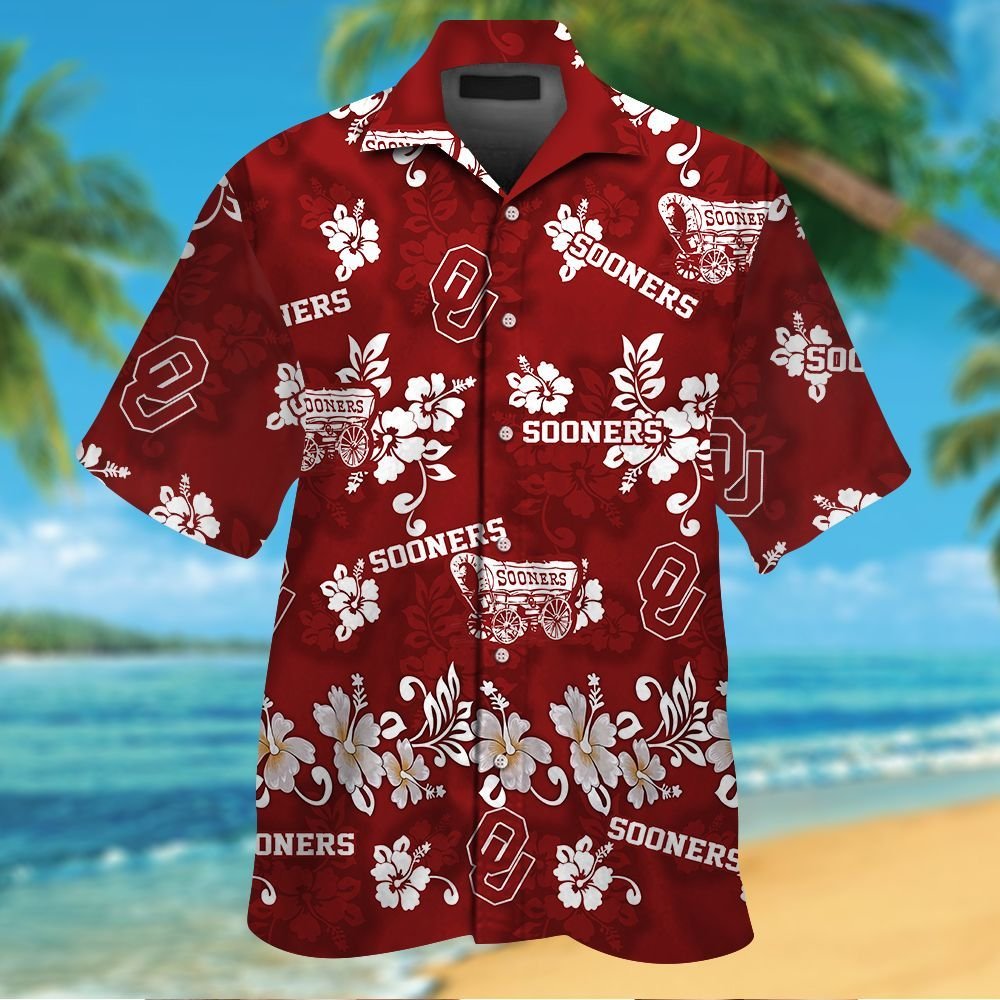 Oklahoma Sooners Short Sleeve Button Up Tropical Aloha Hawaiian Shirts ...