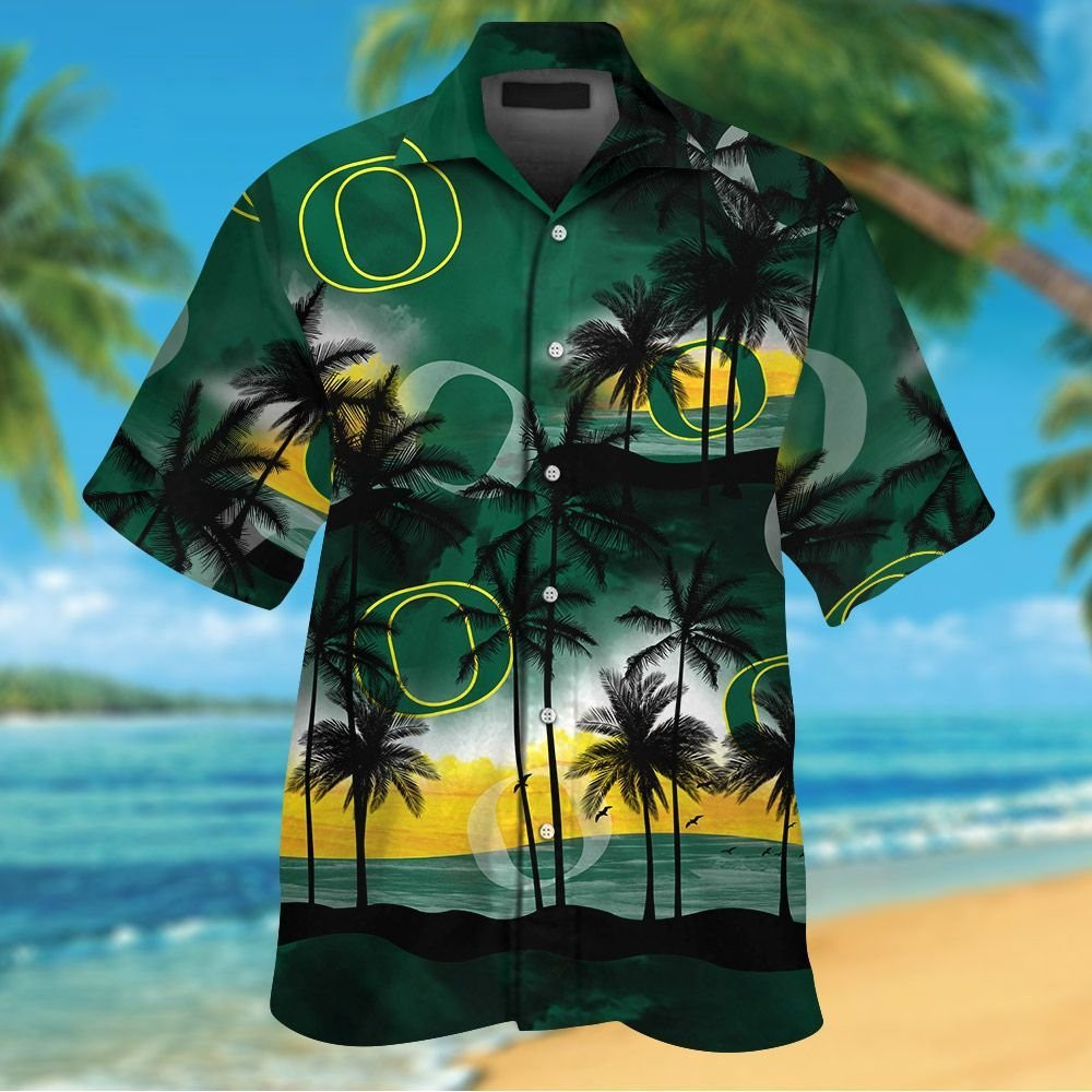 Oregon Ducks Short Sleeve Button Up Tropical Aloha Hawaiian Shirts For ...