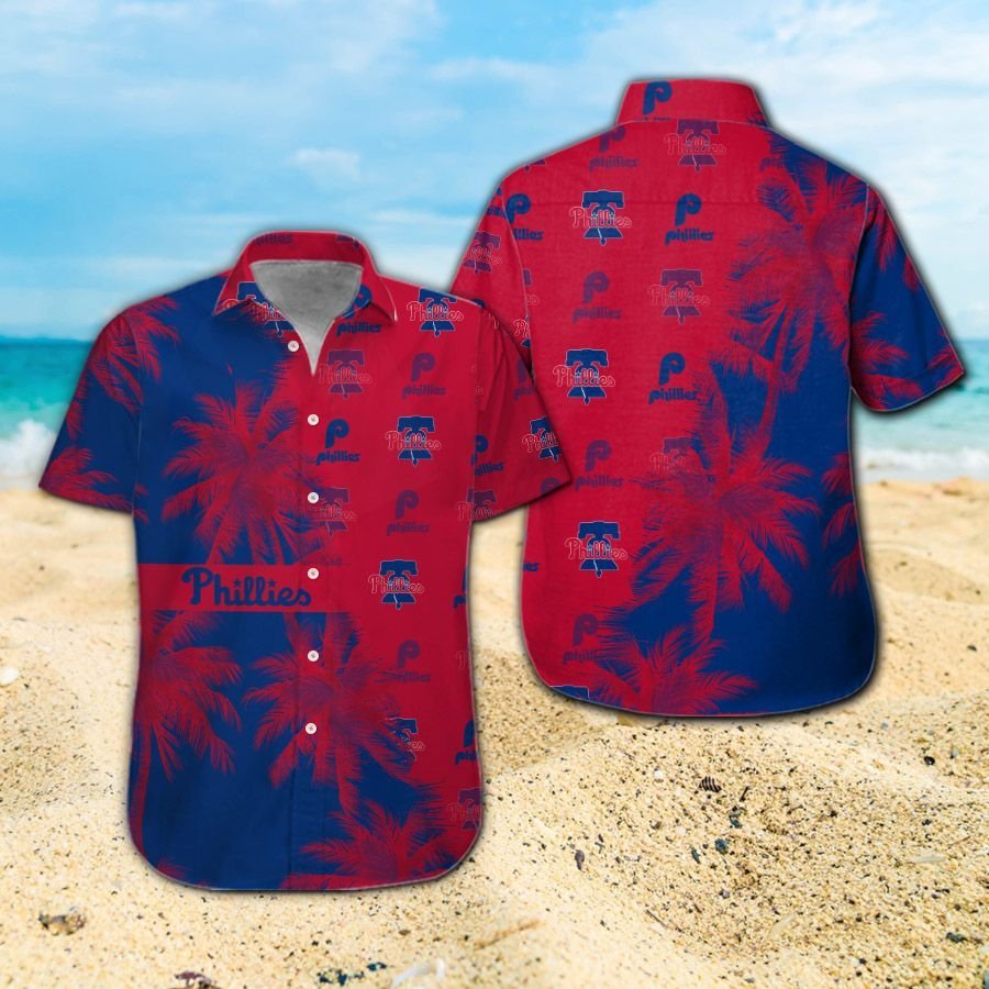 Philadelphia Phillies Short Sleeve Button Up Tropical Aloha Hawaiian ...