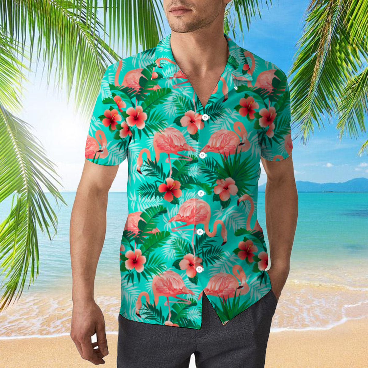 Pink Flamingos Exotic Birds Tropical Hawaiian Shirt For Men & Women ...