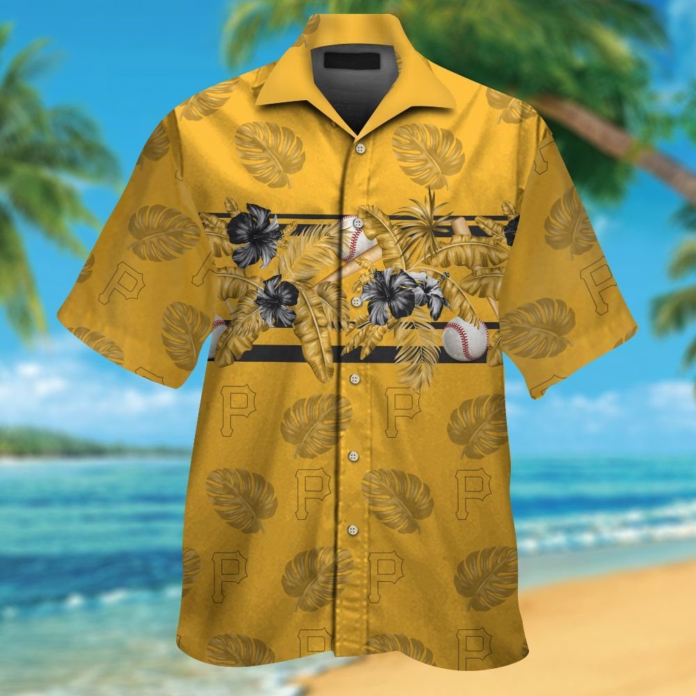 Pittsburgh Pirates Short Sleeve Button Up Tropical Aloha Hawaiian ...