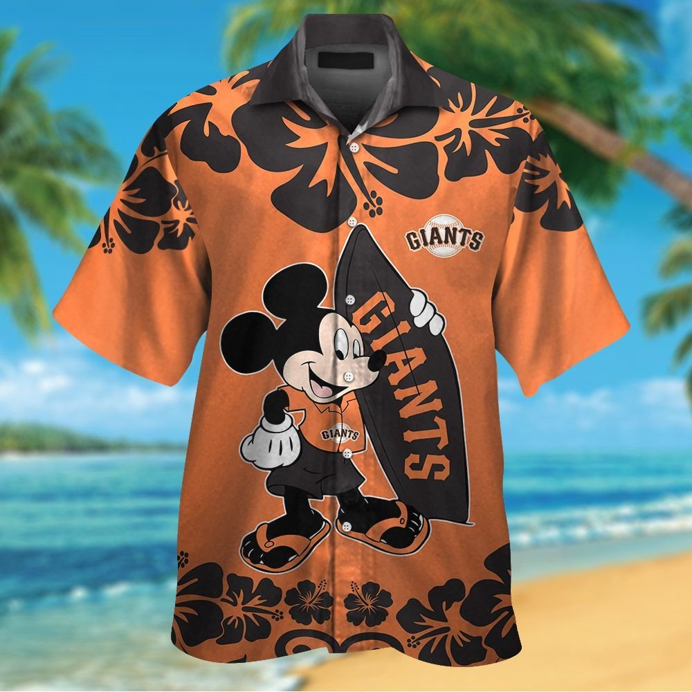 San Francisco Giants Mickey Mouse Short Sleeve Button Up Tropical Aloha ...