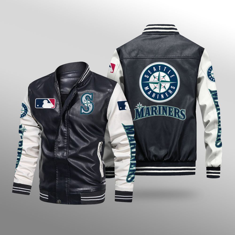 Seattle Mariners 2DD2504 MLB Leather B.0.mber Jacket Meteew