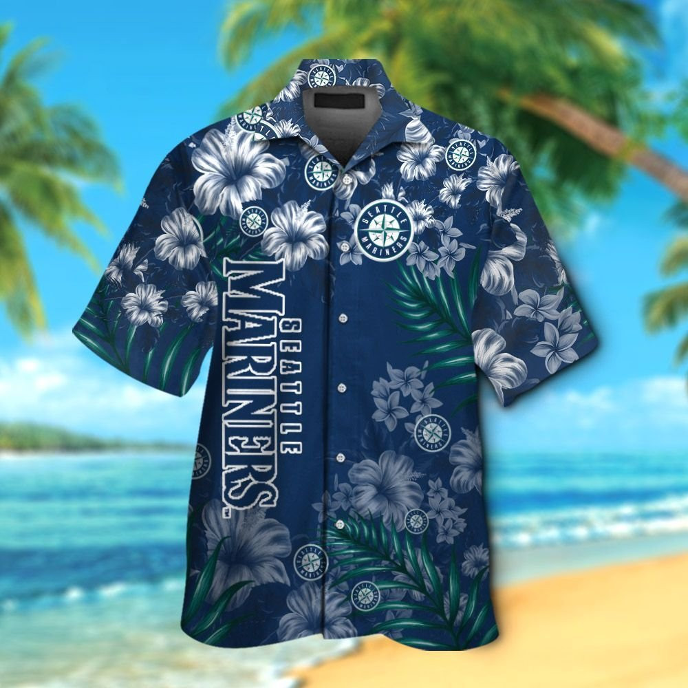 Seattle Mariners Short Sleeve Button Up Tropical Aloha Hawaiian Shirts