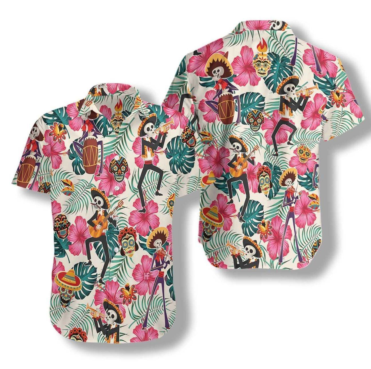 Skeleton In Mexican Costumes Hawaiian Shirt | Hawaiian Shirt For Women ...