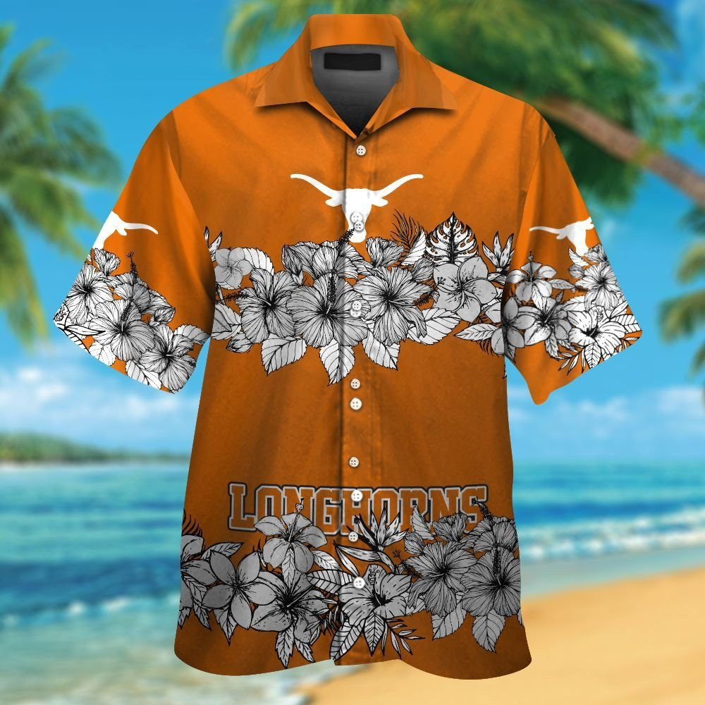 Texas Longhorns Short Sleeve Button Up Tropical Aloha Hawaiian Shirts ...