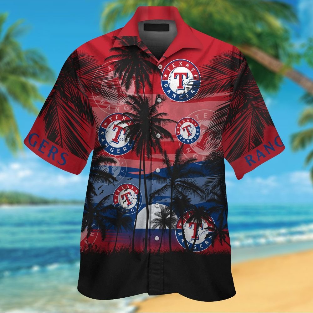 Texas Rangers Short Sleeve Button Up Tropical Aloha Hawaiian Shirts ...