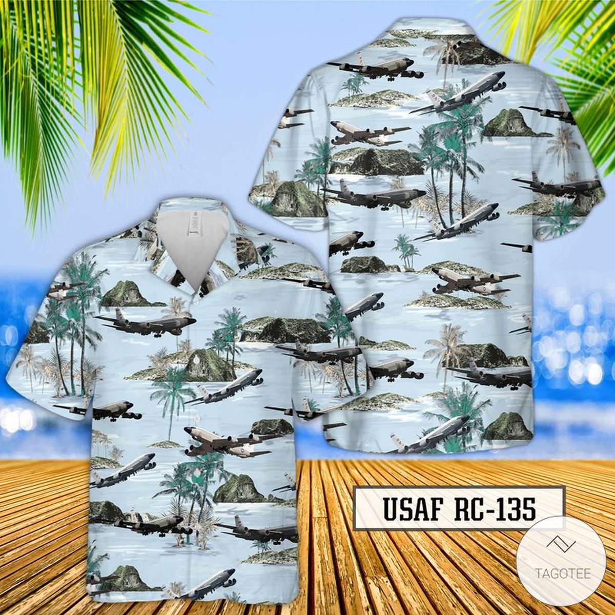 Usaf Rc 135 Rivet Joint Recon Airplane Hawaiian Shirts For Men s And 