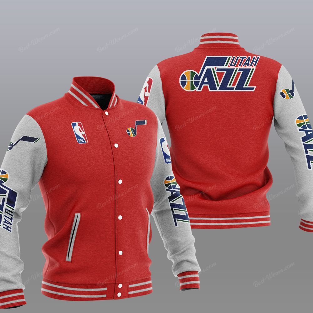 Utah Jazz 2DE2906 NBA Hooded Varsity Jacket Fleece Jacket - Meteew