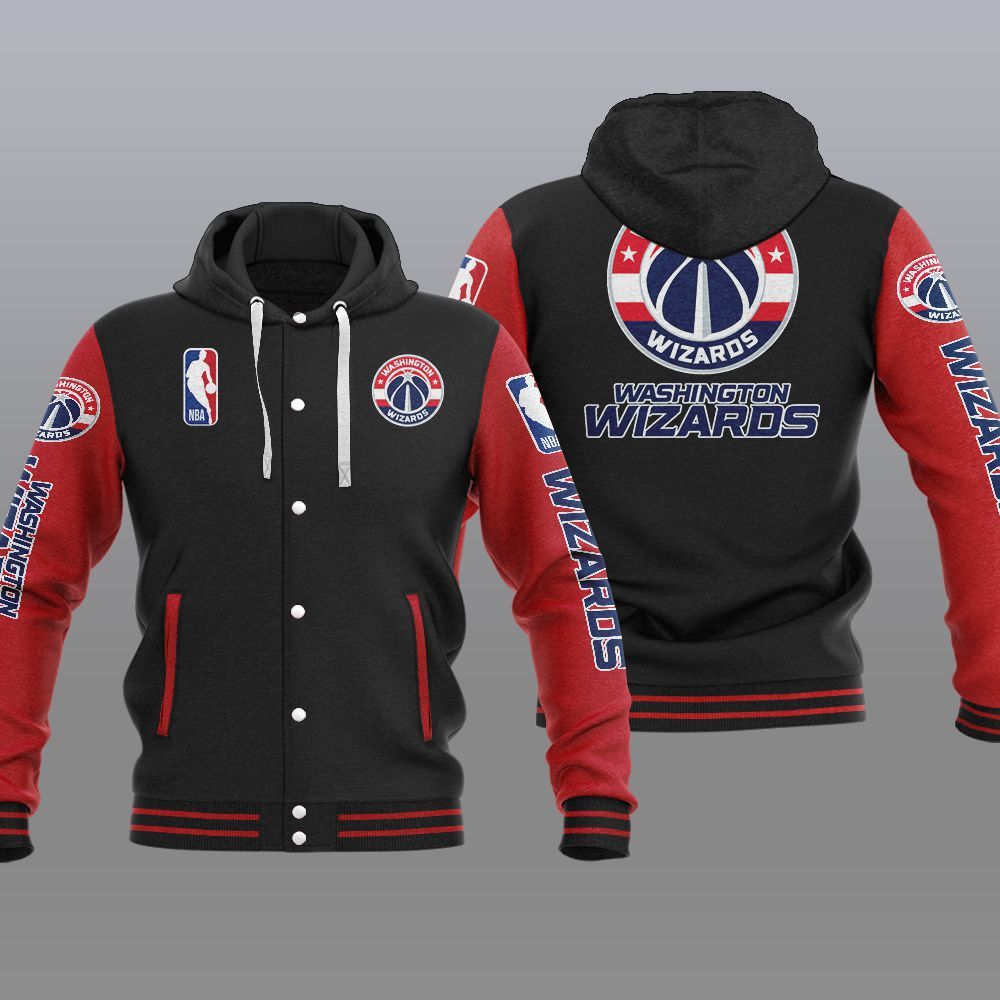 Washington Wizards 2DE3006 NBA Hooded Varsity Jacket Fleece Jacket – Meteew