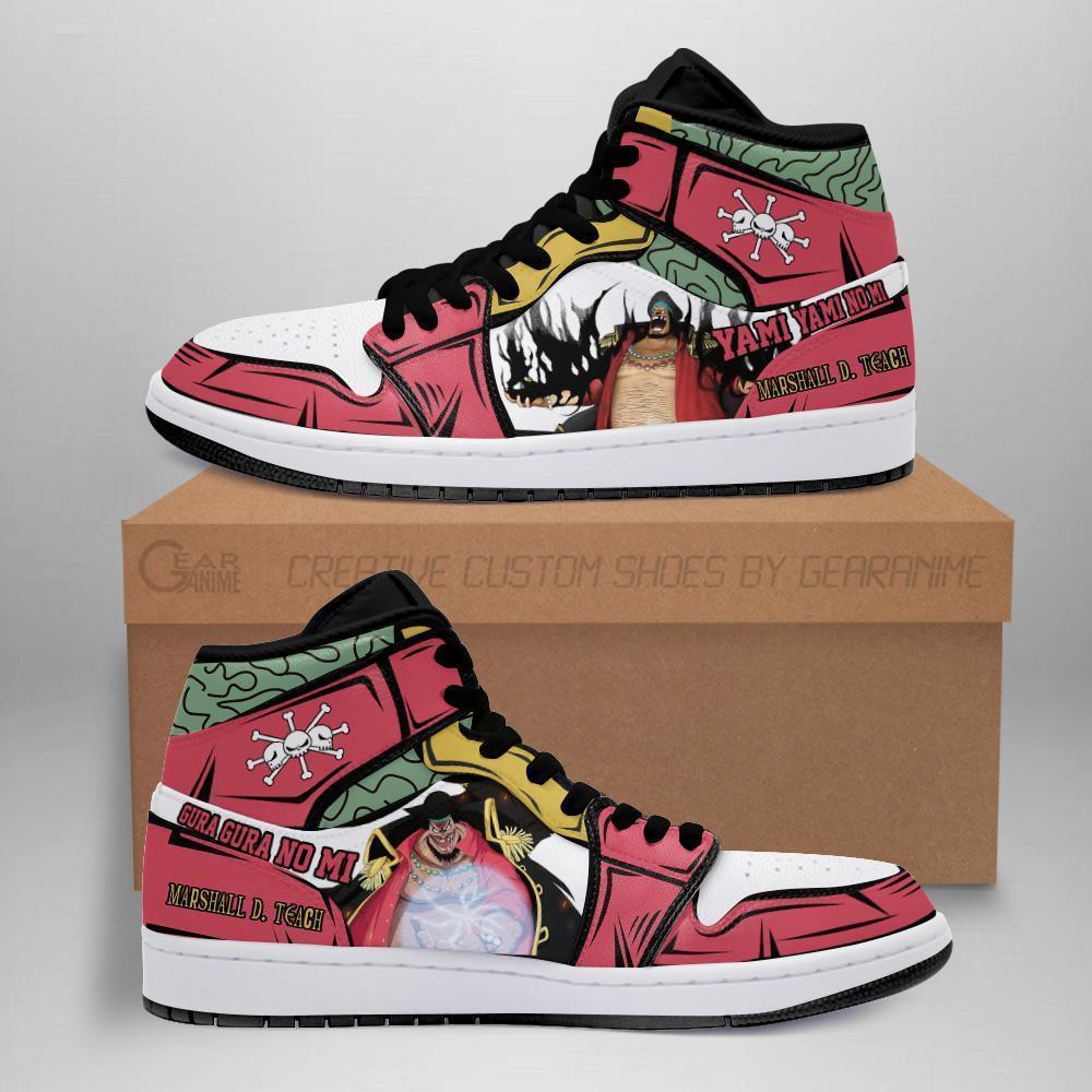 Blackbeard Sneakers Yami Yami No Mi Custom Anime One Piece Shoes Air ...