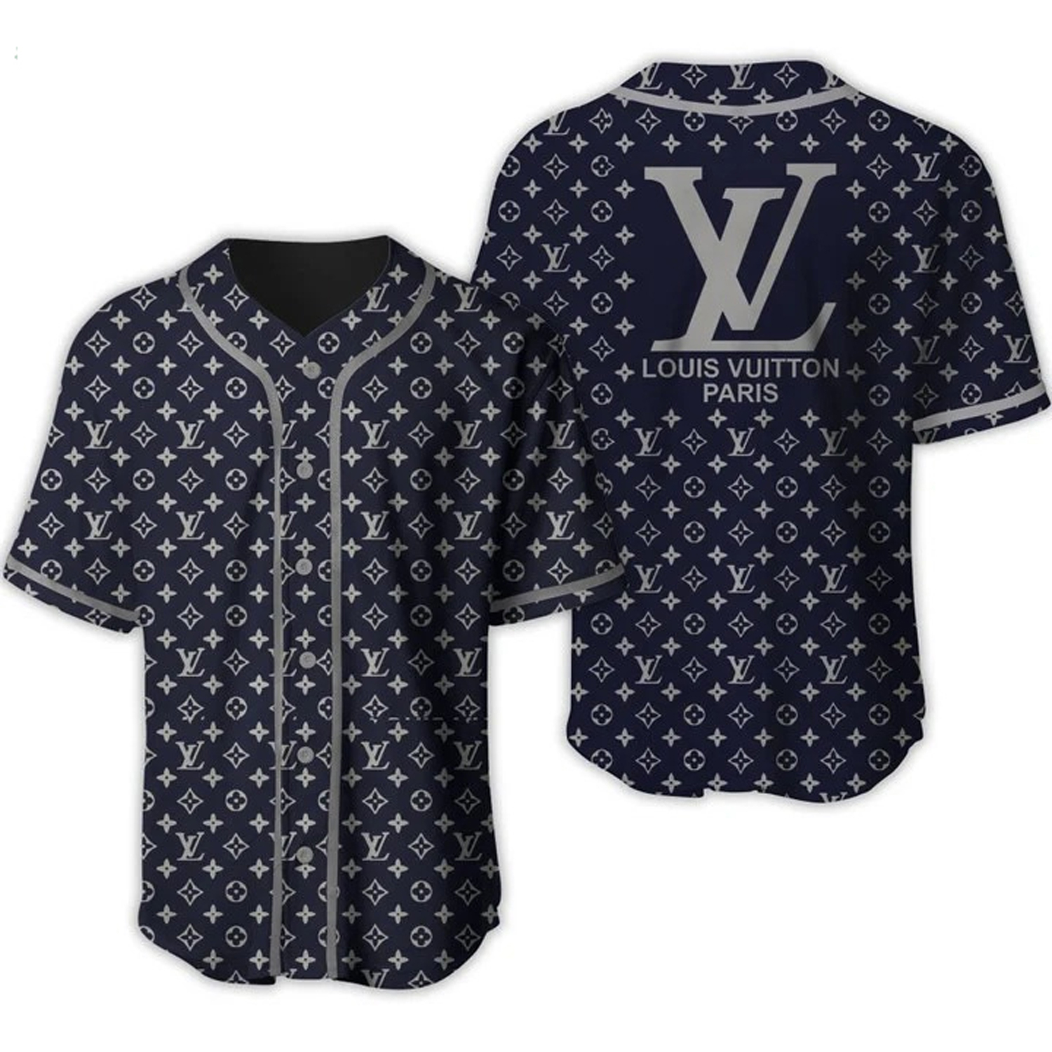 Buy Louis Vuitton Blue Baseball Jersey Shirt Lv Luxury Clothing Clothes ...