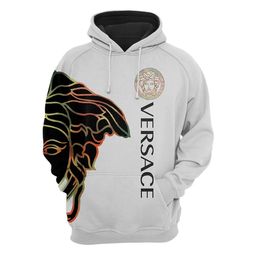 Gianni Versace White Unisex Hoodie For Men Women Luxury Brand Clothing ...