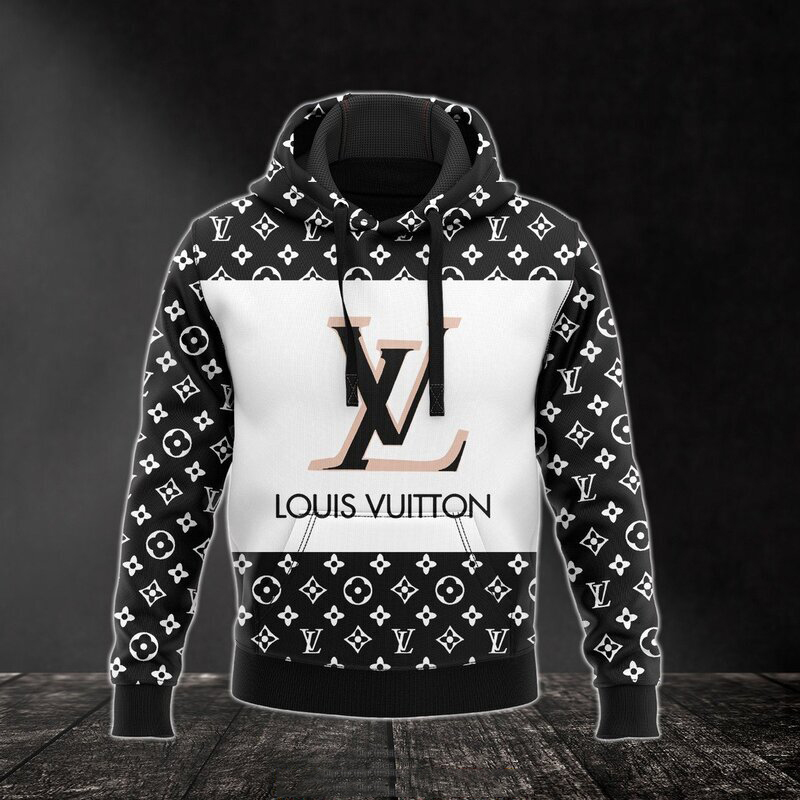Louis Vuitton Black Unisex Hoodie For Men Women Lv Luxury Brand ...