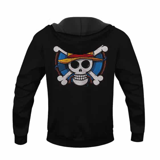 One Piece East Blue Straw Hat Pirates Skull Icon Black Hoodie L-Hdo ...