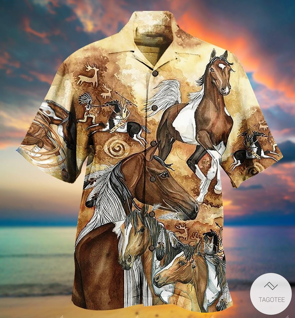 Buy Native American Horse Vintage Hawaiian Shirt - Meteew