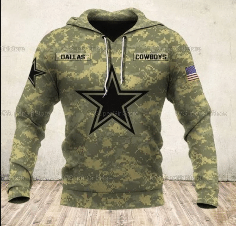 Buy Camo Dallas Cowboys 3D NFL All Over Printed NFL Hoodie 3D For Fans ...