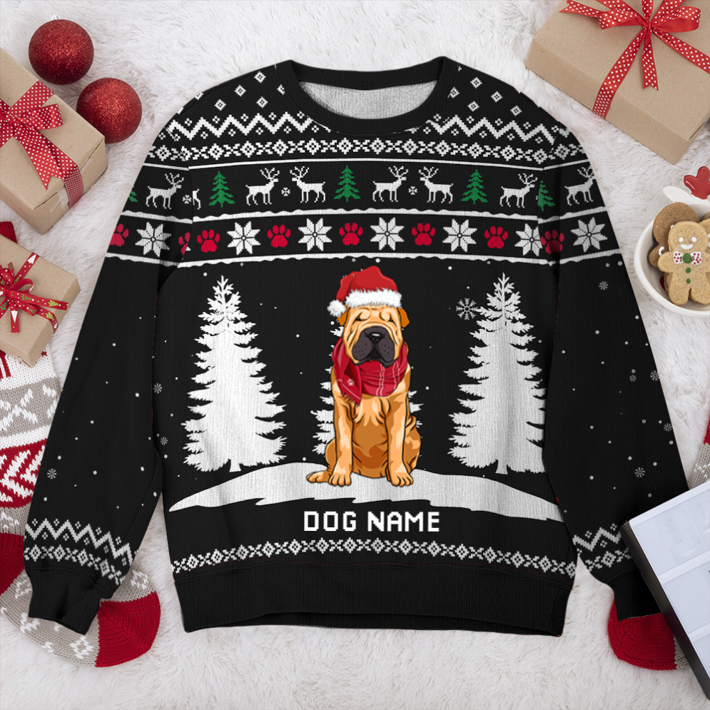 Buy Chinese Shar-Pei Winter Dog Personalized Sweater, Dog Ugly