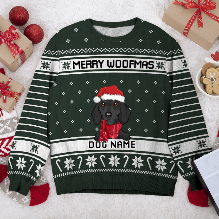 Buy Dachshund Merry Woofmas Personalized Sweater, Dog Ugly Christmas