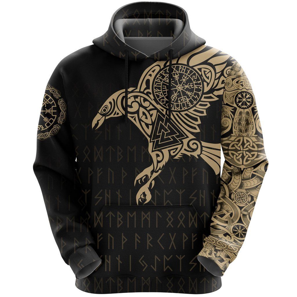 Buy Raven Of Odin Valknut Vegvisir Rune A7 Hoodie 3D V713 - Meteew