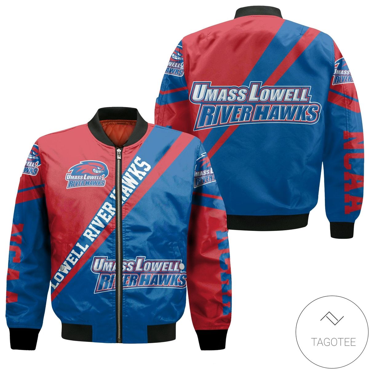 Buy UMass Lowell River Hawks Logo Bomber Jacket Cross Style - NCAA - Meteew