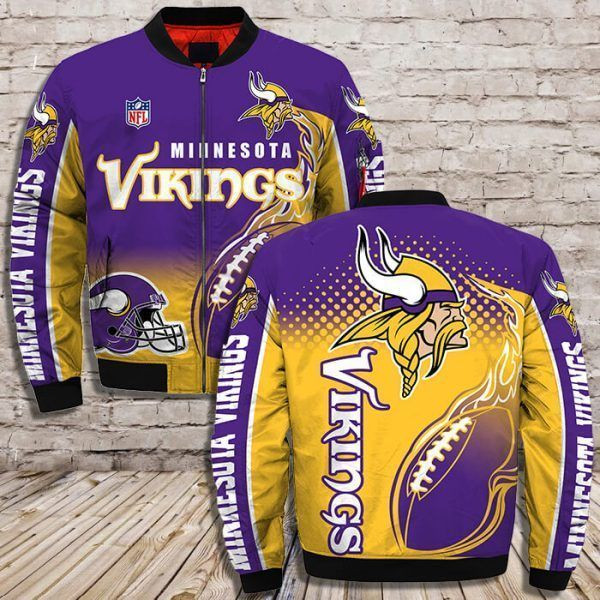 Minnesota Vikings B0mb.er Jacket Printful 3D W209 - Meteew