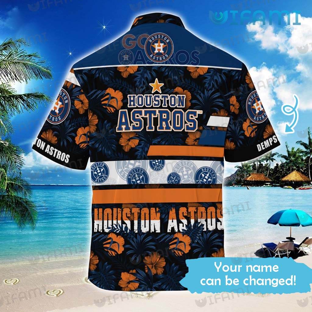 Buy Astros Hawaiian Shirt with Tropical Plants and Big Logo Meteew