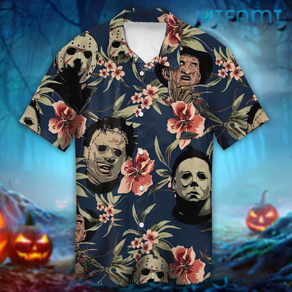 Buy Halloween Horror Hawaiian Shirt featuring Leatherface, Michael ...