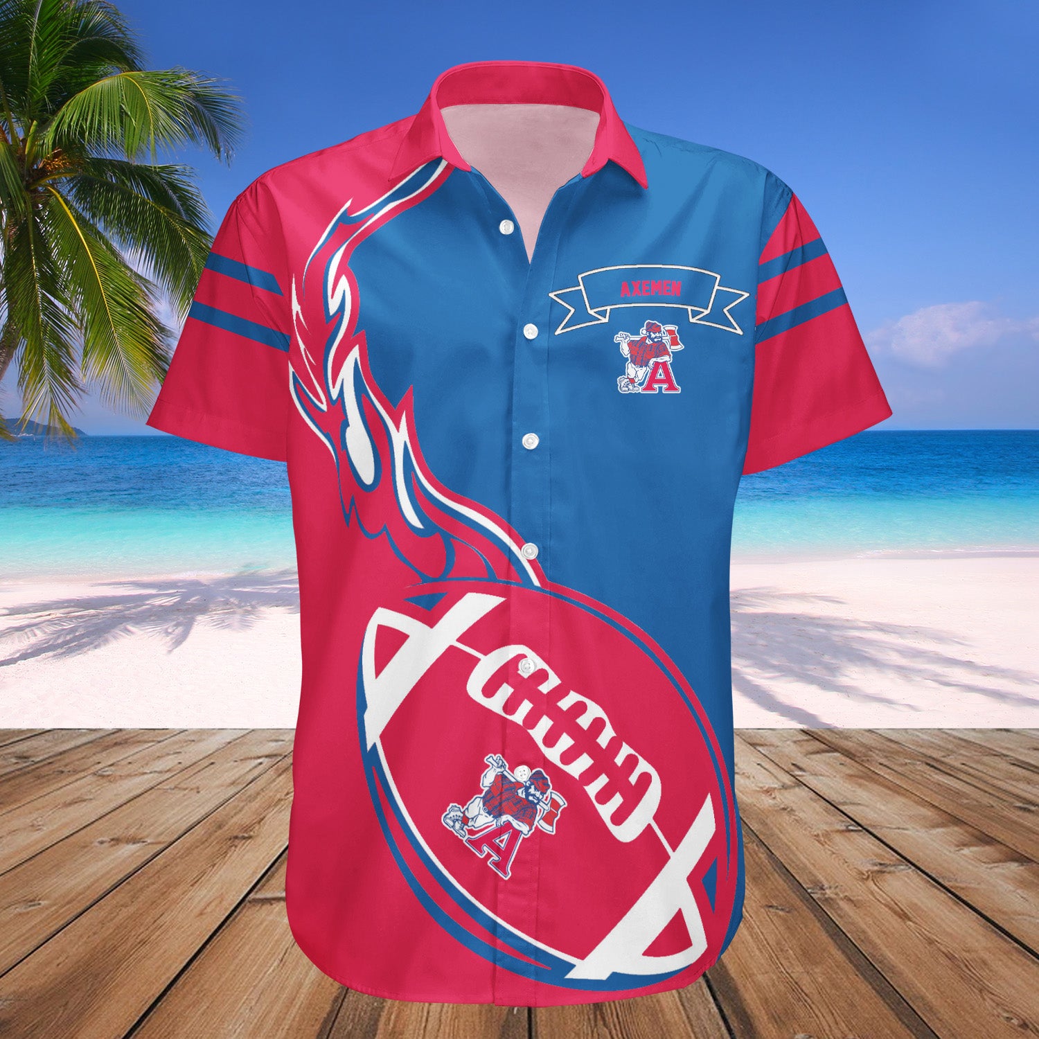 Acadia Axemen Hawaiian Shirt Set Flame Ball - CA CIS 1