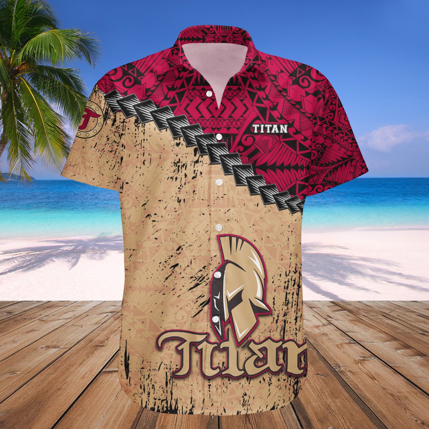 Acadie-Bathurst Titan Hawaiian Shirt Set Grunge Polynesian Tattoo - CA HOCKEY 1