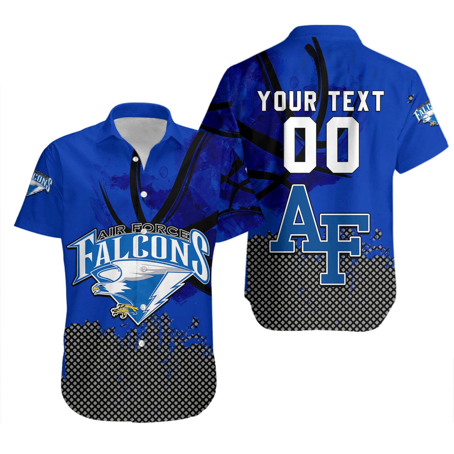 Air Force Falcons Hawaiian Shirt Set Basketball Net Grunge Pattern 2