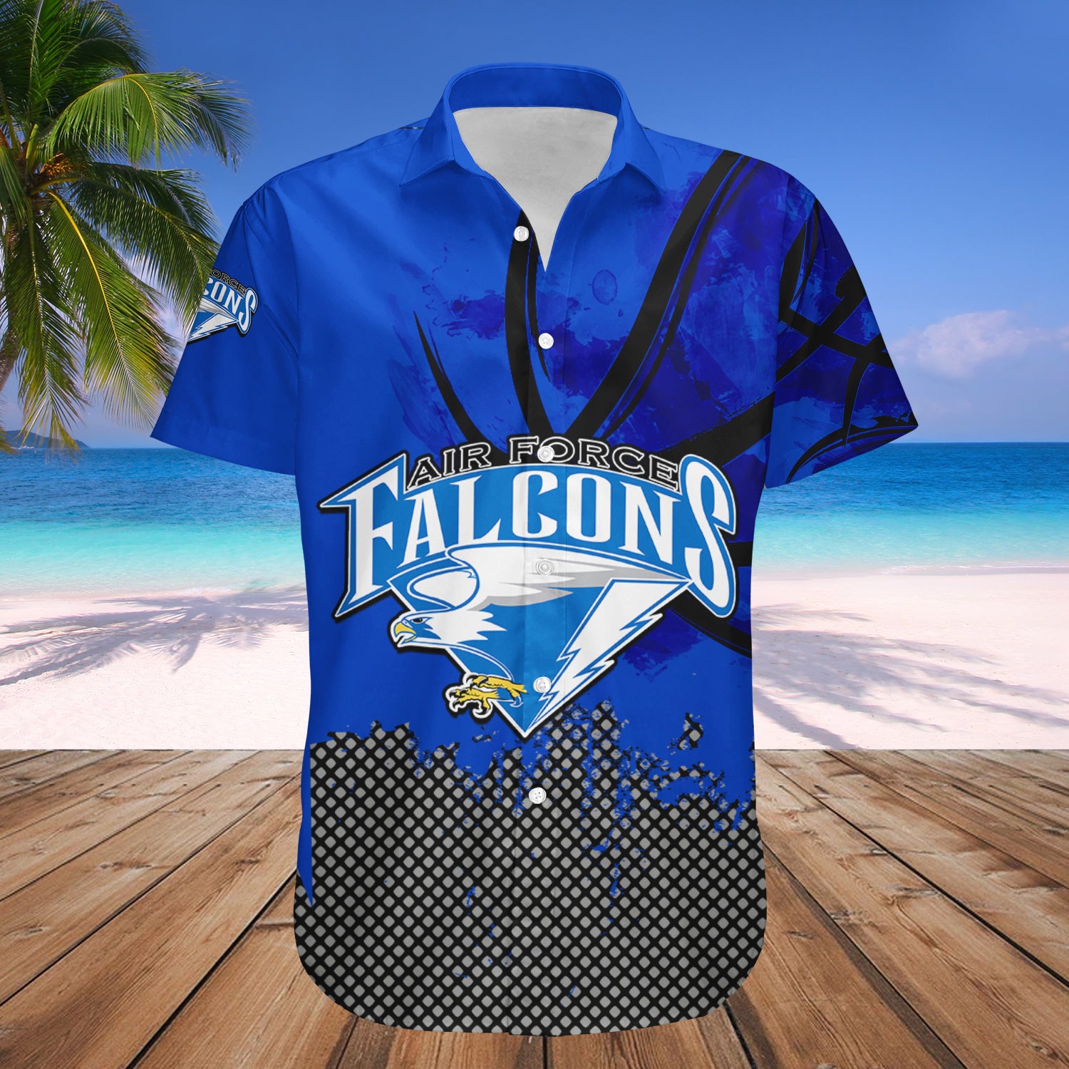 Air Force Falcons Hawaiian Shirt Set Basketball Net Grunge Pattern 1