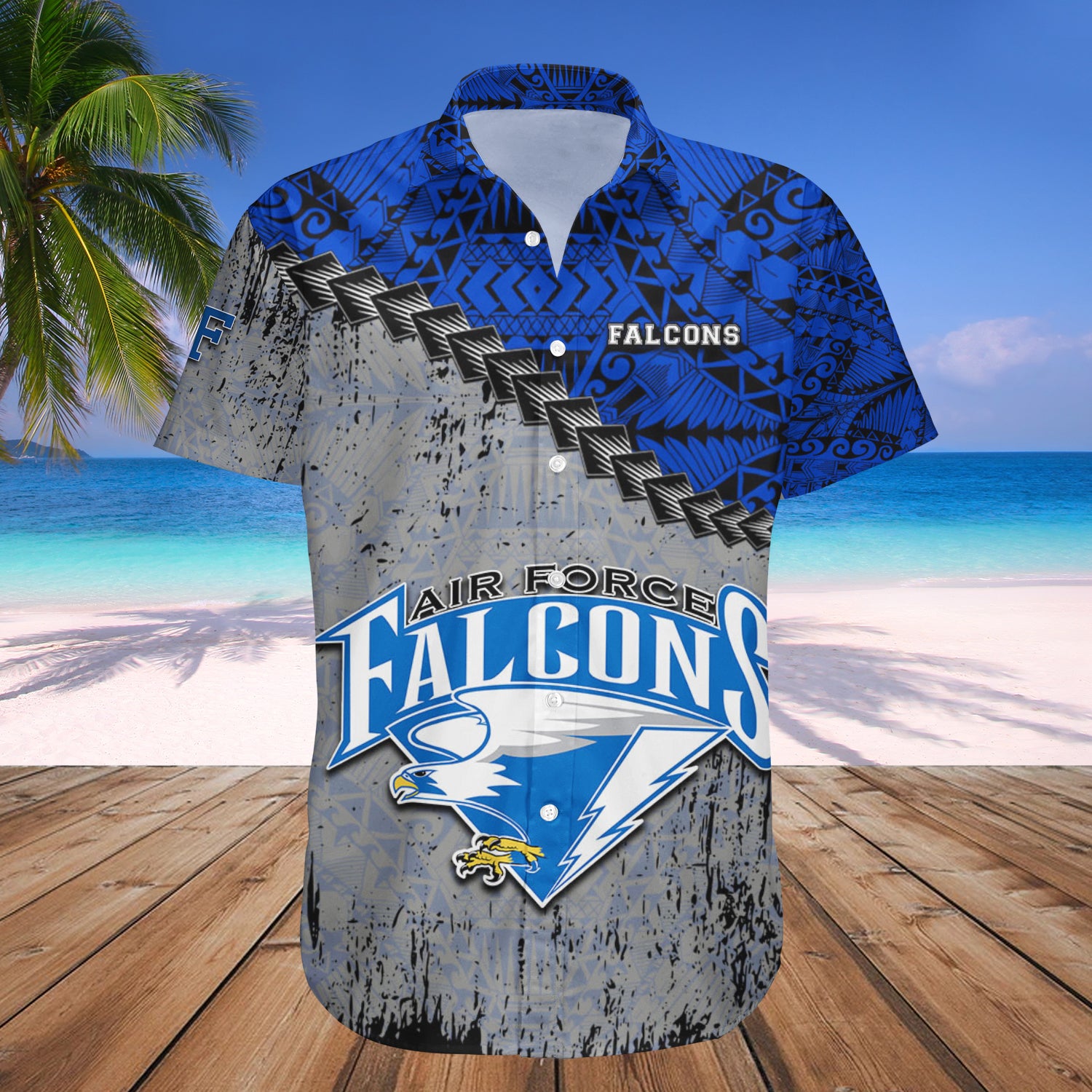 Air Force Falcons Hawaiian Shirt Set Grunge Polynesian Tattoo 1