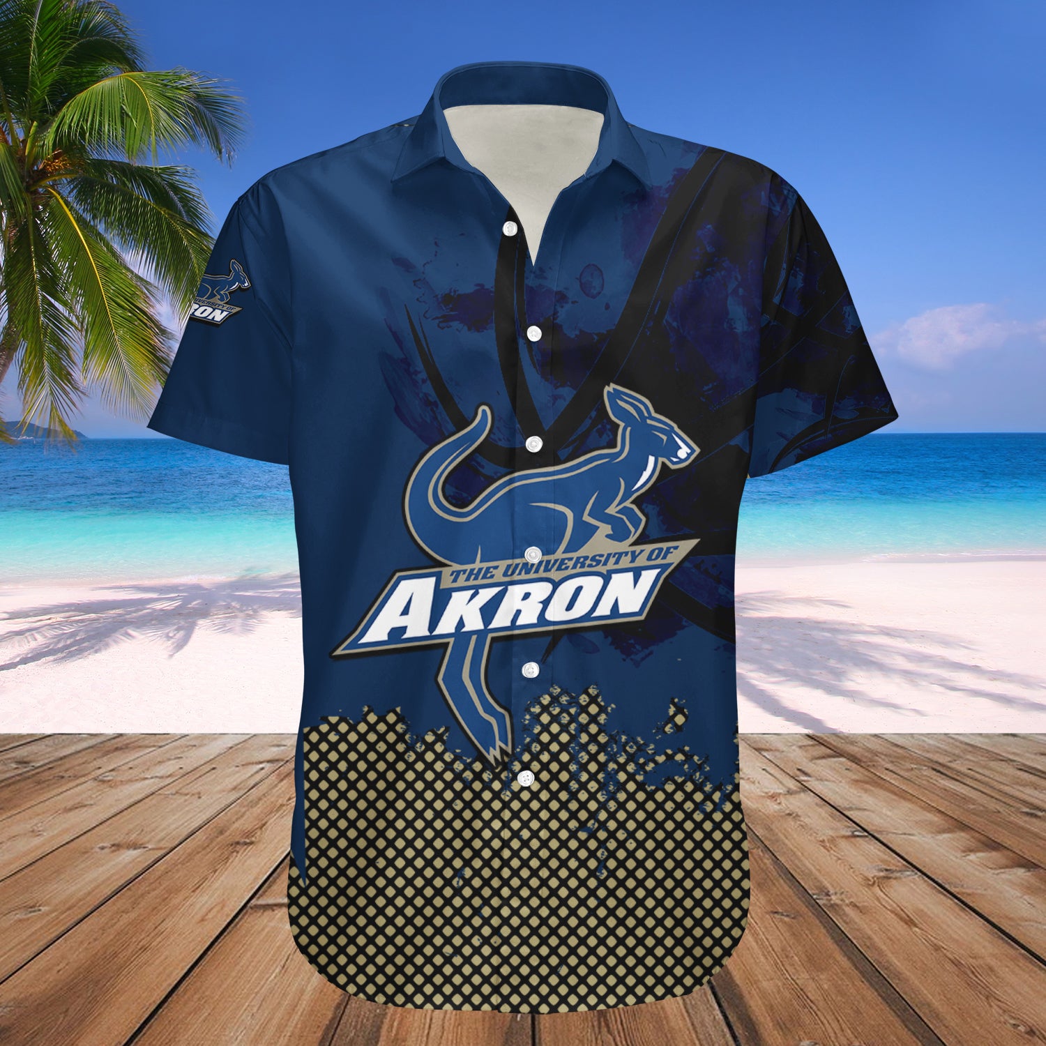 Akron Zips Hawaiian Shirt Set Basketball Net Grunge Pattern 1