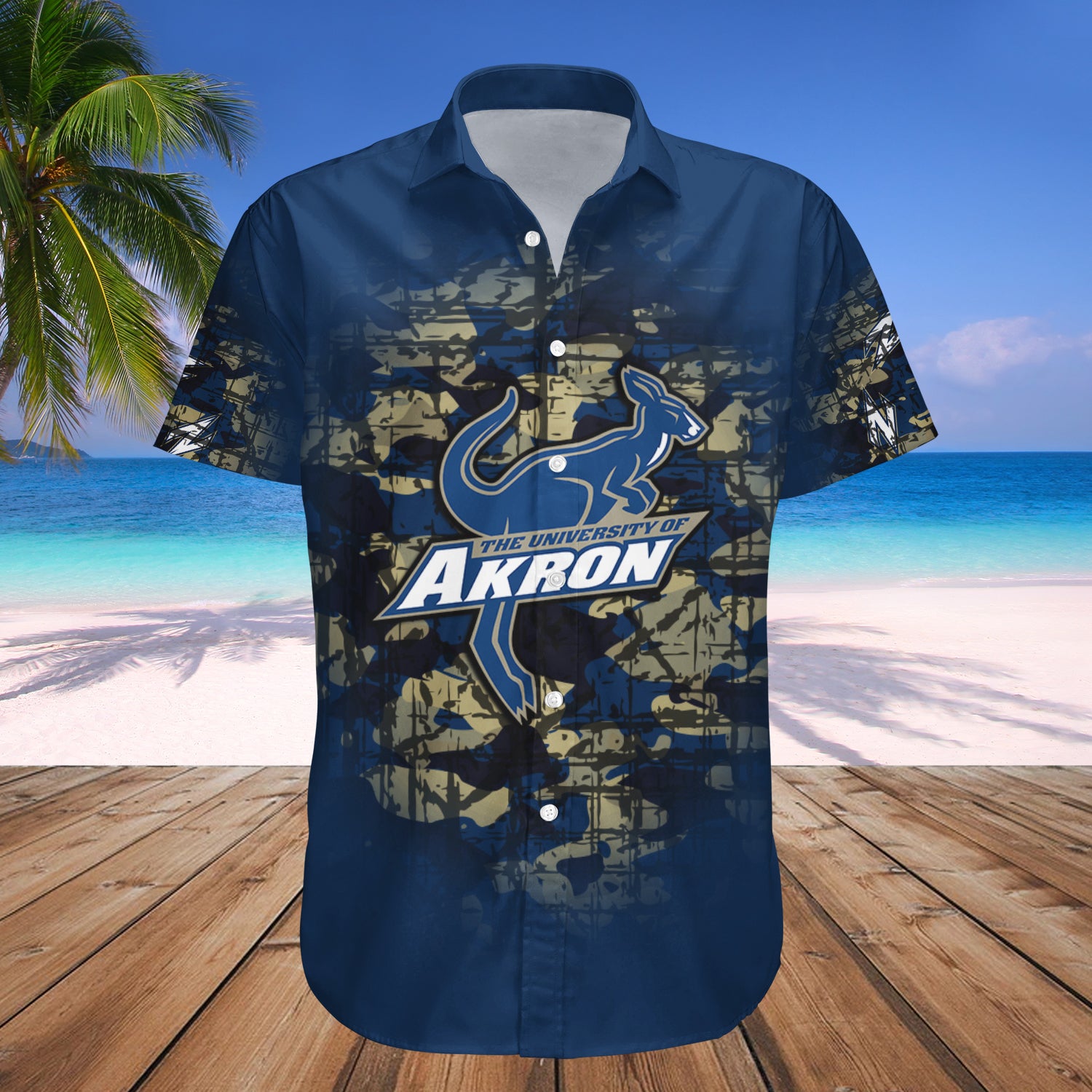 Akron Zips Hawaiian Shirt Set Camouflage Vintage 1
