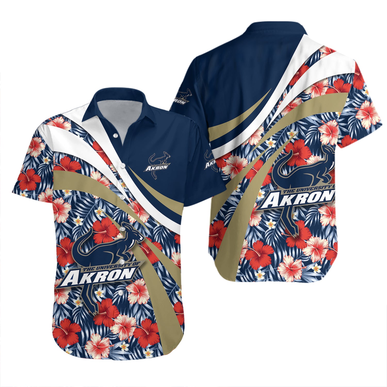 Akron Zips Hawaiian Shirt Set Hibiscus Sport Style 2