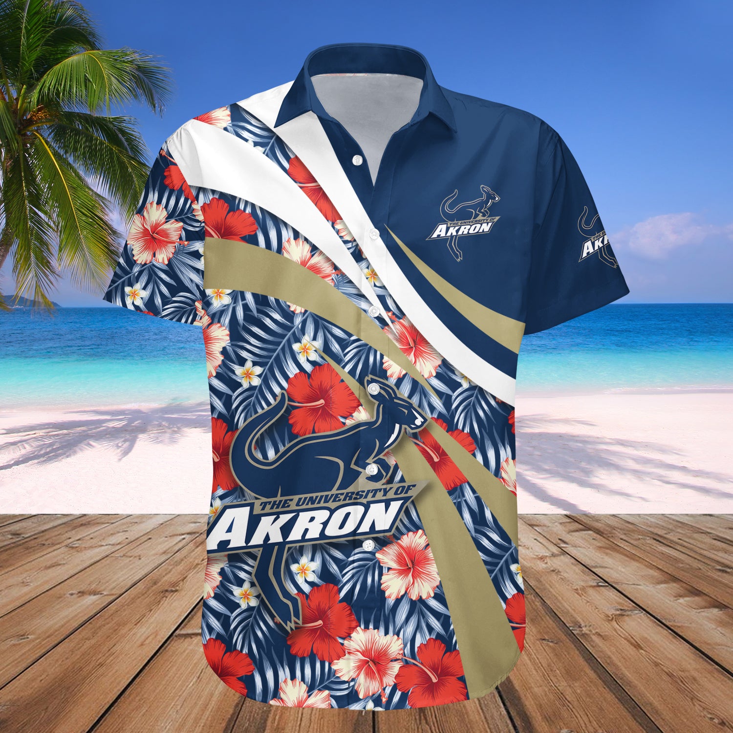 Akron Zips Hawaiian Shirt Set Hibiscus Sport Style 1
