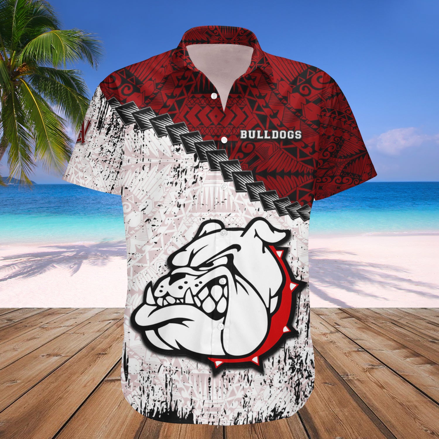 Alabama A&M Bulldogs Hawaiian Shirt Set Grunge Polynesian Tattoo 1