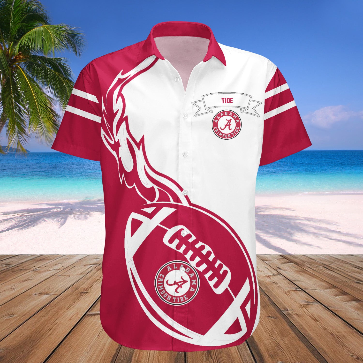 Alabama Crimson Tide Hawaiian Shirt Set Flame Ball 1