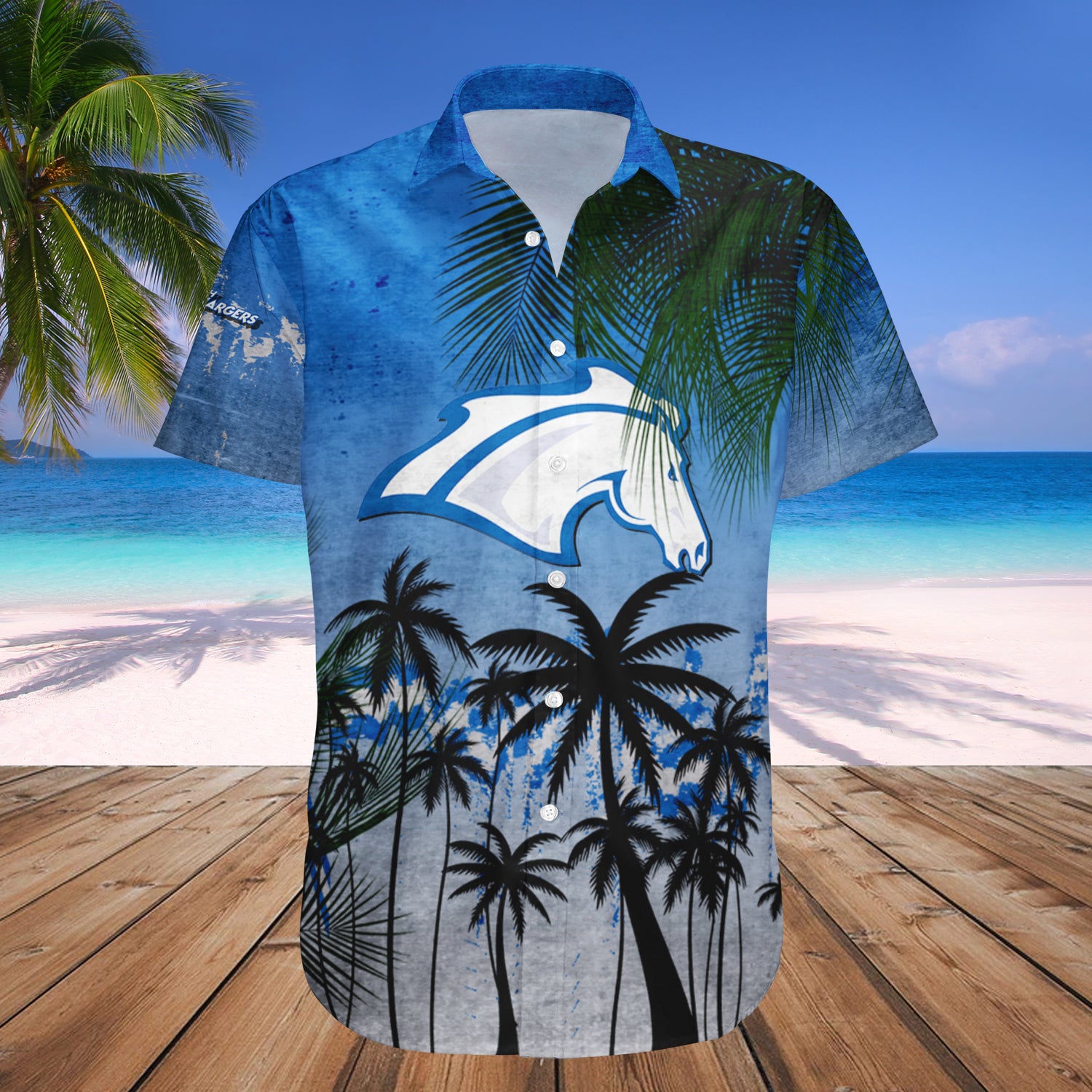 Alabama Huntsville Chargers Hawaiian Shirt Set Coconut Tree Tropical Grunge 1