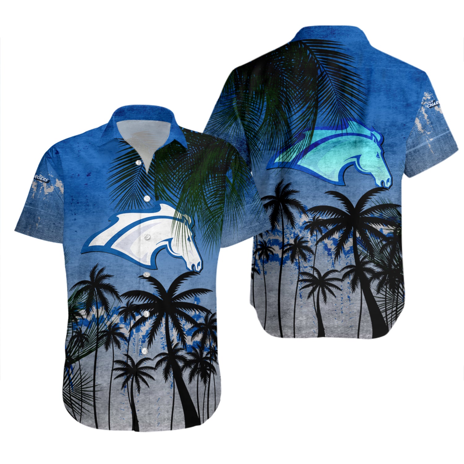 Alabama Huntsville Chargers Hawaiian Shirt Set Coconut Tree Tropical Grunge 2
