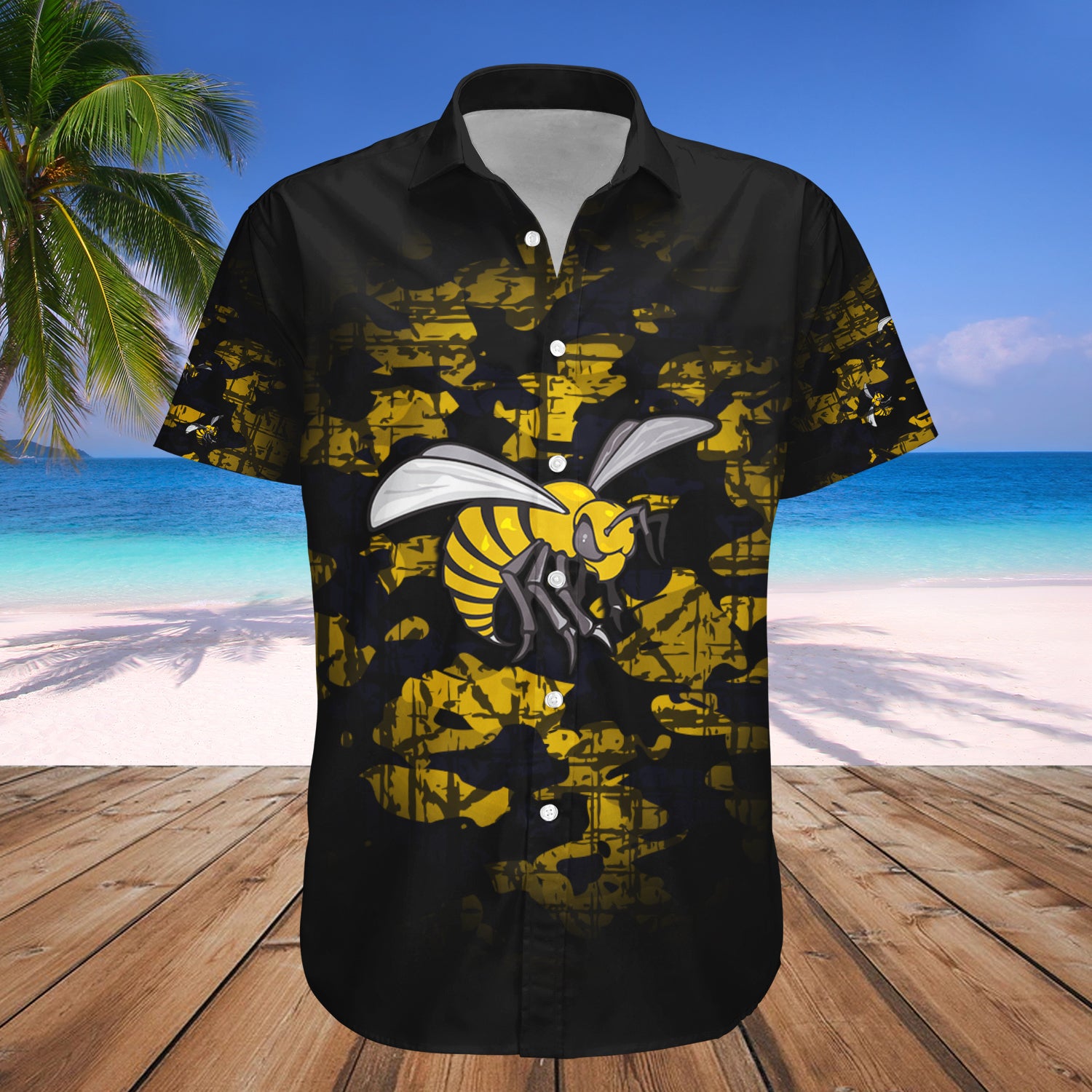 Alabama State Hornets Hawaiian Shirt Set Camouflage Vintage 1
